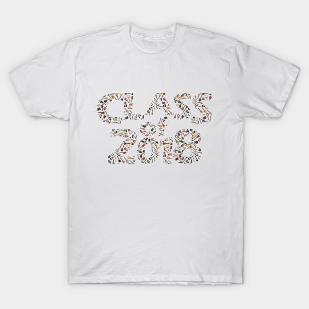 Class of 2018 Silhouette Filled with Guitars T-Shirt by gkillerb